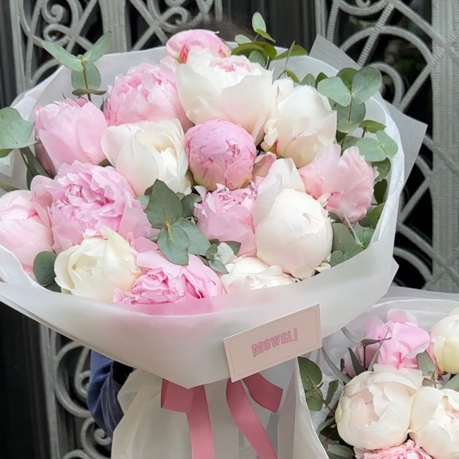 Peonias rosas y blancas